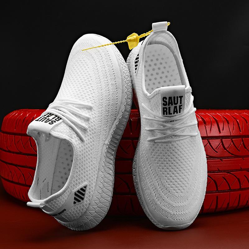 Men's shoes fly-woven mesh casual sports little white shoes 20252025 foreign trade lightweight trendy shoes men's