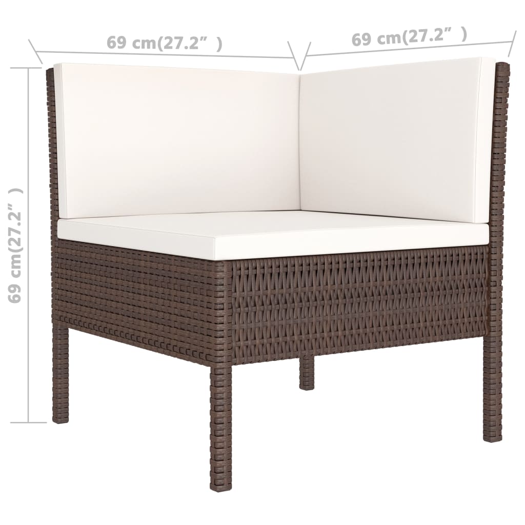 vidaXL 2-tlg. Garten-Lounge-Set mit Auflagen Poly Rattan Braun