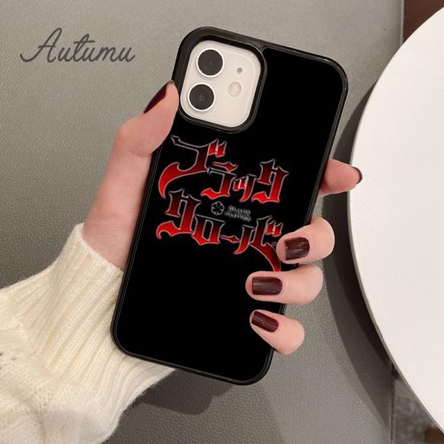 Anime schwarz klee logo Telefon Fall für iPhone 11 12 13 14 Pro Max mini X XR XS SE 2020 6S 7 8 Plus Samsung Galaxy S21 S22 Abdeckung
