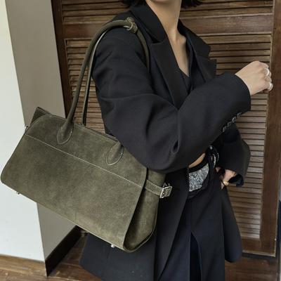TR Tote Bag Large Capacity Commuter Handbag Suede Leather Women's Bag Underarm Bag Simple Versatile Shoulder Bag 2025