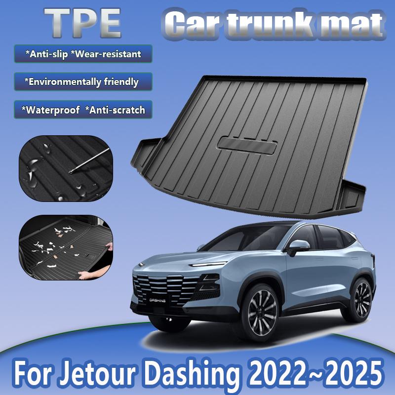 TPE Car Trunk Mat For Jetour Dashing Accessories 2022~2025 2023 2024 Waterproof Rubber Trunk Pad Cargo Liner Auto Carpet Mats