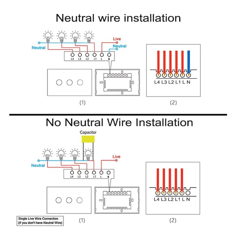 EWelink App Wifi Smarter Schalter Bluetooth RF Alexa Google Sprachsteuerung Neutralleiter/Ohne Neutralleiter Installation Touch Lichtschalter
