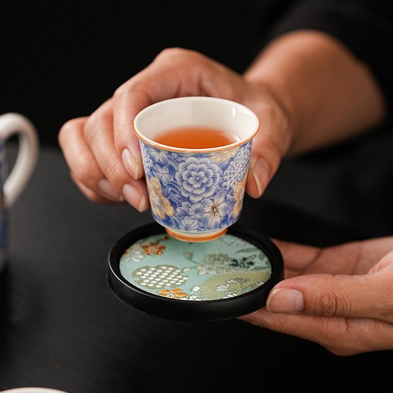 Chinese Style Vintage Absorbent Tea Coasters Heat-resistant Mats and Anti-skidding Storage Kung Fu Tea Cup Holder Accessories