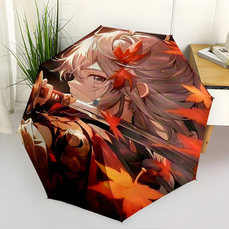 

1pc Autumn Maple Leaf Design Automatic Opening/Closing Umbrella with Portable Tri-Fold Design, 8-Bone Iron Frame Outdoor Umbrella, Ideal Gift for