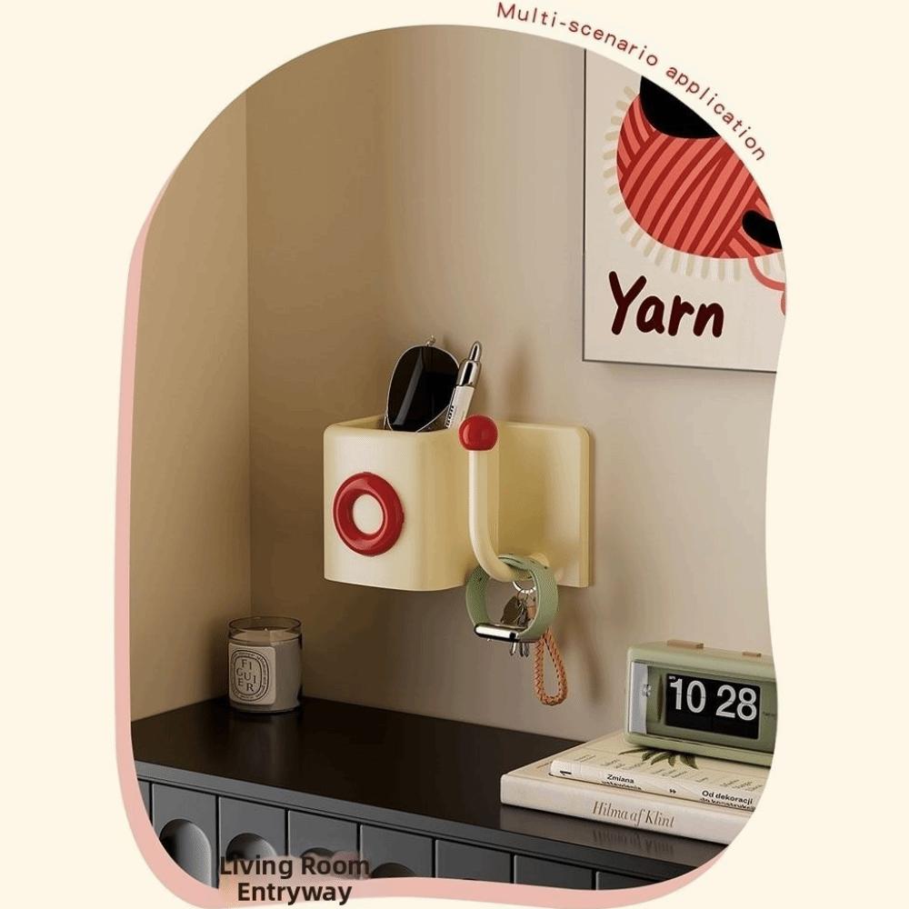 Multi-purpose No Punch Bathroom Storage Rack Reusable Wall Mounted Wall Coat Hook Key Hooks