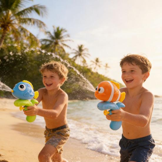 Cartoon Fish Water Squirter for Kids Manual Squeeze Toy for Pool Beach Outdoor Play Safe Fun Summer Bath Gift for Boys Girls