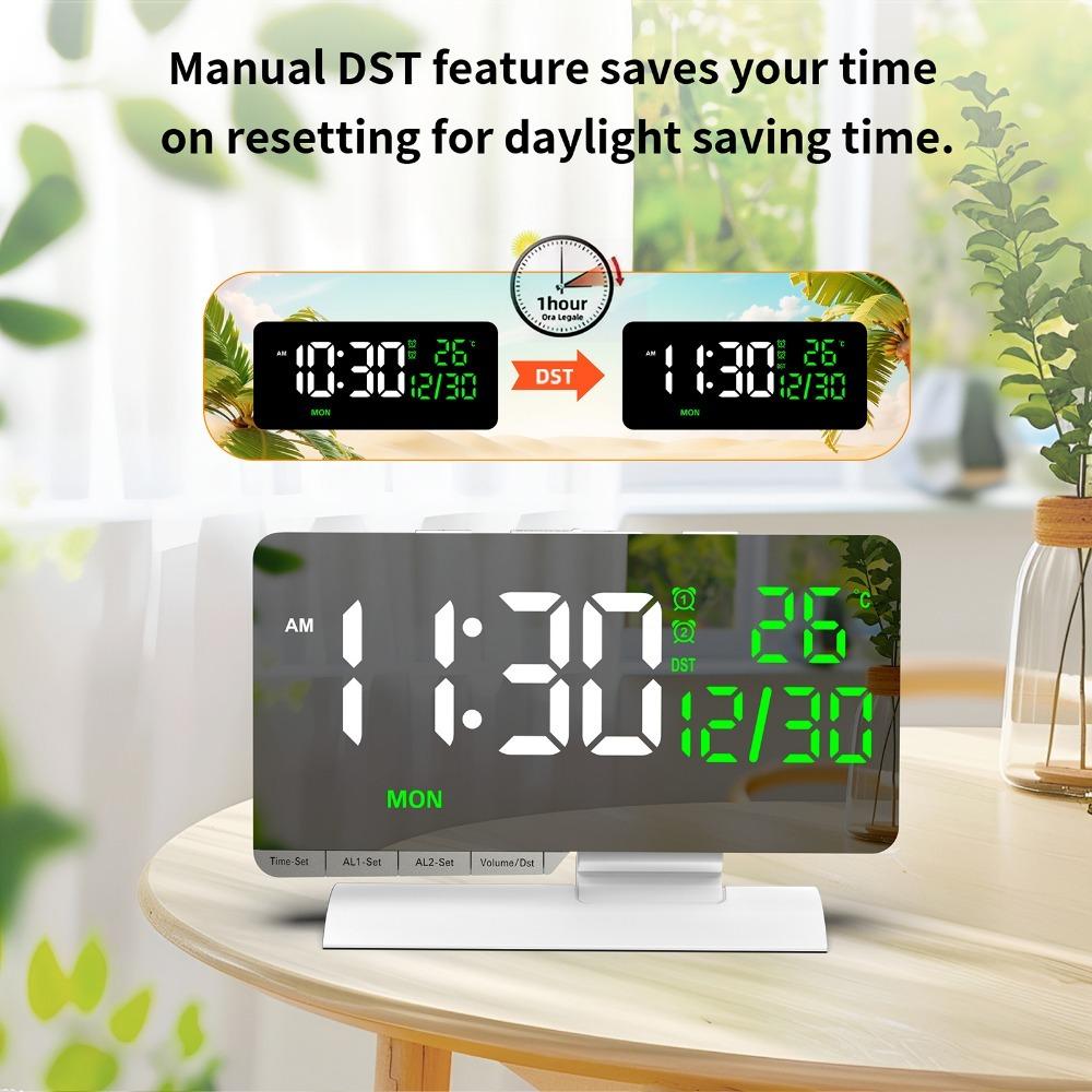 Multicolor LED Alarm Clock Large Screen Digital Desk Clock Bedside Alarm Clock  Indoor Use