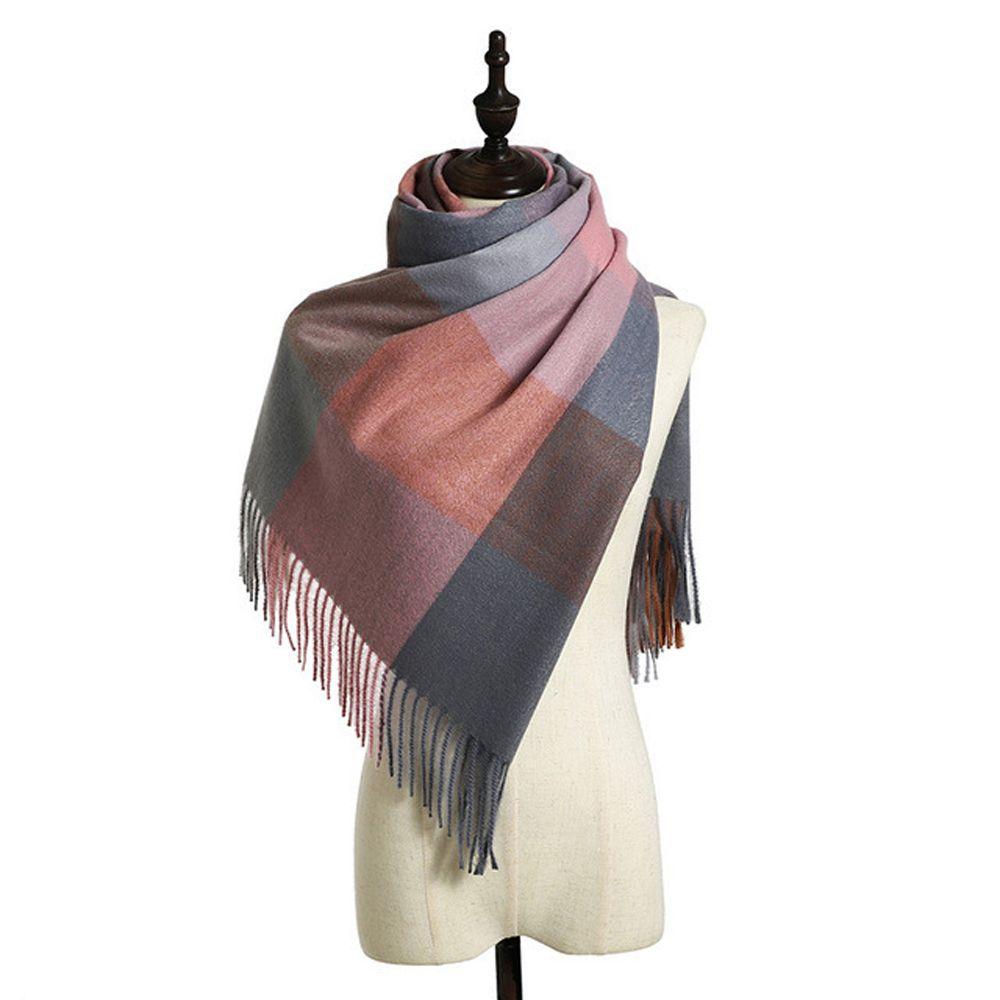 Bandana Pashmina Warm Shawl Wrap Women Plaid Scarf Korean Style Scarf Autumn Winter Shawl Scarf