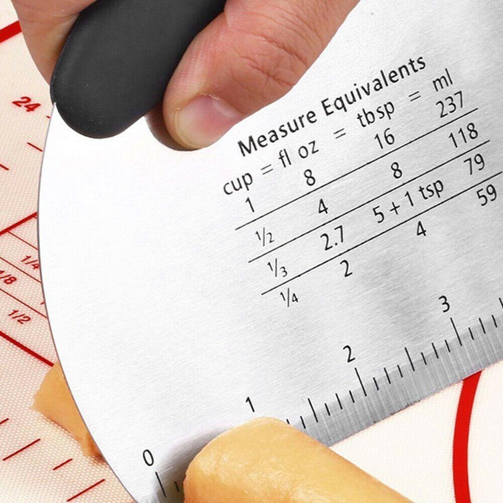 Double Side Measuring Scale Dough Pastry Scraper Non-Slip Handle Cream Scraping Baking Scraper