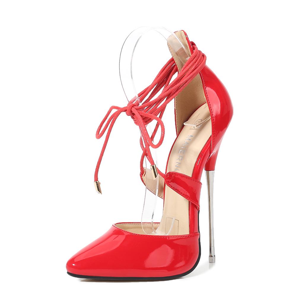 Fashion and sexy hate sky high large size heel strap hollow high heels Huidong shoes