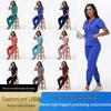 Women's Quick-Dry Short Sleeve Stretch Scrub Suit for Nurses and Beauty Salon