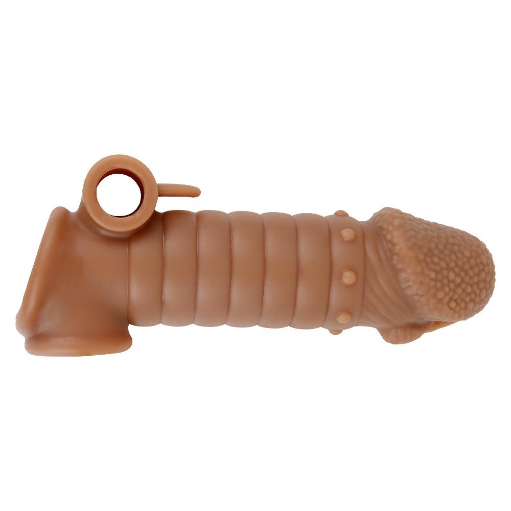 Pénis Mâle Augmentation Manches Longues Silicone Sexe Épaississement Extension Préservatif Vibration Verrouillage Anneau Fin Manches à Pointes Amusantes