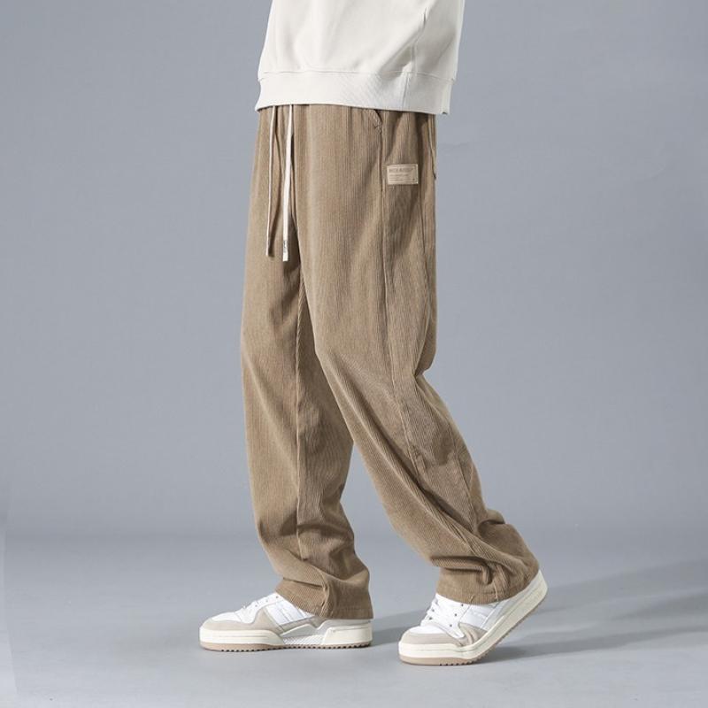 Men's Corduroy Pants: Loose Straight Wide-Leg Sweatpants for Spring & Autumn, Winter Sports Casual Long Trousers