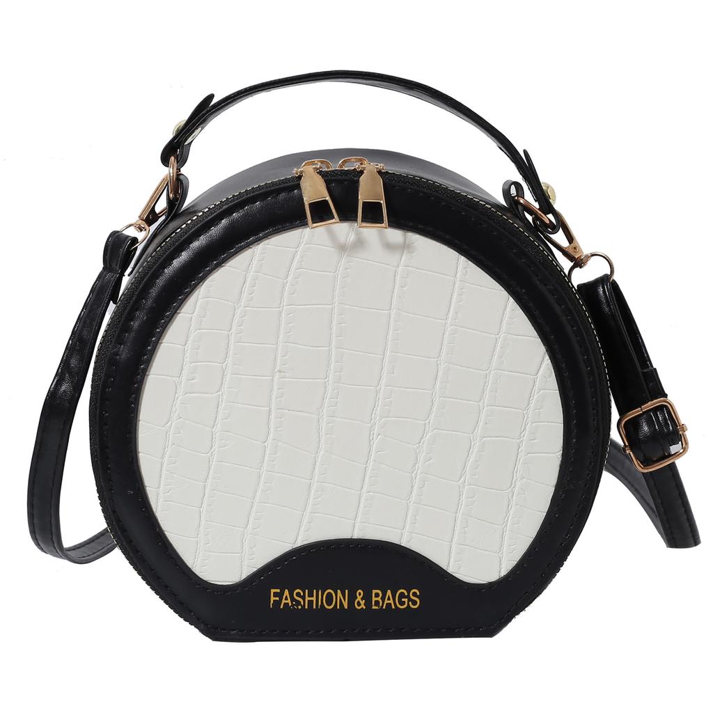 Textured Fashionable One-shoulder Crossbody Bag New Trendy and Fashionable Contrasting Color Crossbody Bag Simple Handbag Small Round Bag