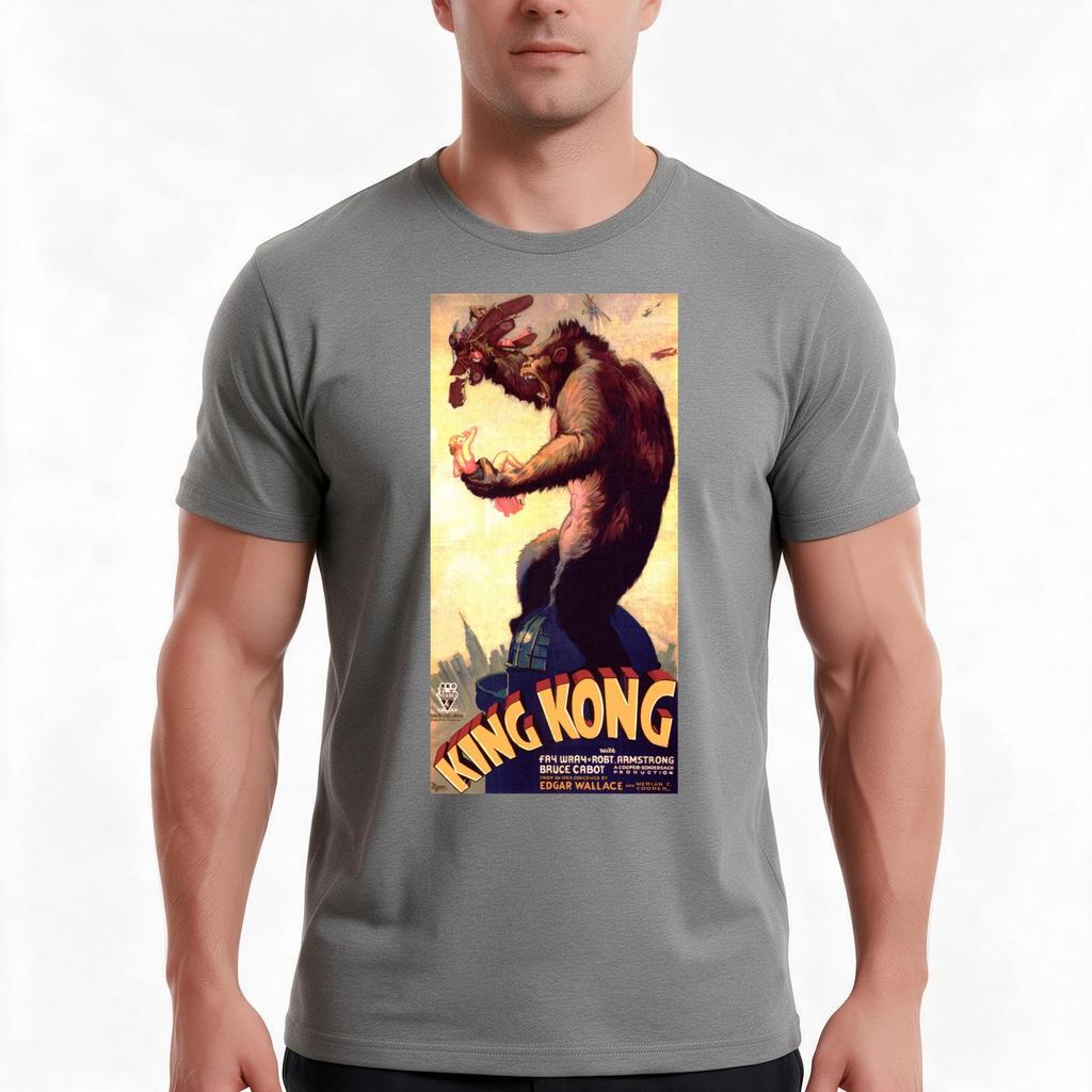 King Kong Movie Poster Tshirt Summer Casual Cotton Tee Oversized Streetwear Tops Vintage Graphic Print Unisex Unisex Unisex