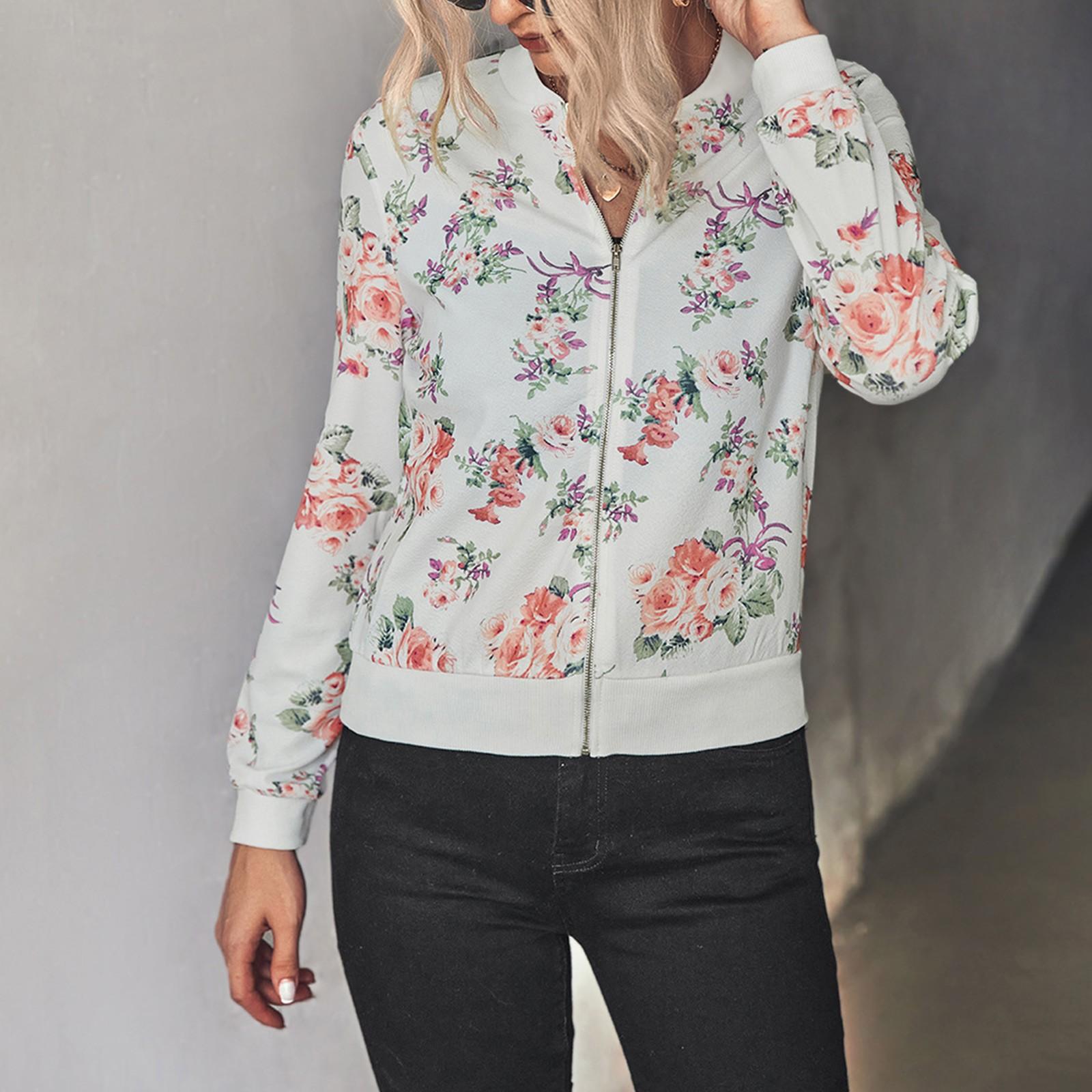 

Women s And Winter Printed Zipper Top Jacket Casual Jacket XL бежевий