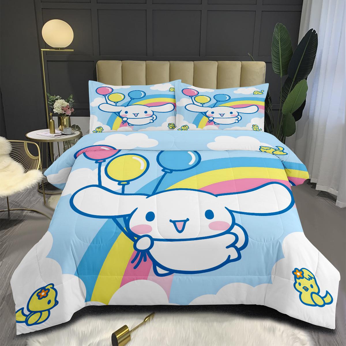 Cinnamon Cartoon Fat Quilt Three-piece Set Cute Digital Printing Rain Silk Cotton Fat Quilt Cover 140*200cm