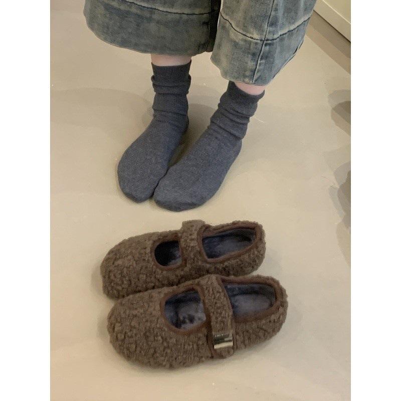 Mao Mao shoes wear Doudou shoes outside, winter small fragrant wind gentle and cute fairy wind velvet Mary Jane shoes