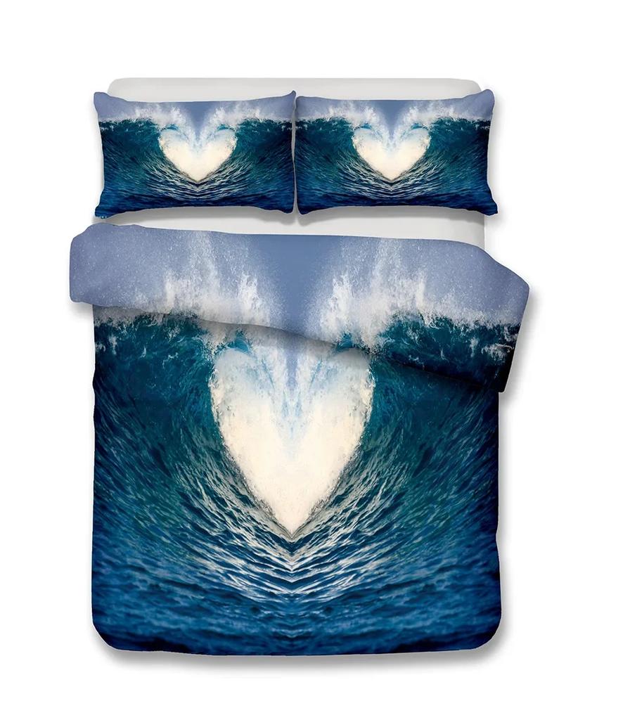 3D Bed set Beautiful Beach Beding Bed Linen Sets Modern Comfortable Quilt Cover+pilowcases Winter California King Beding Sets Jogo De Cama Bed