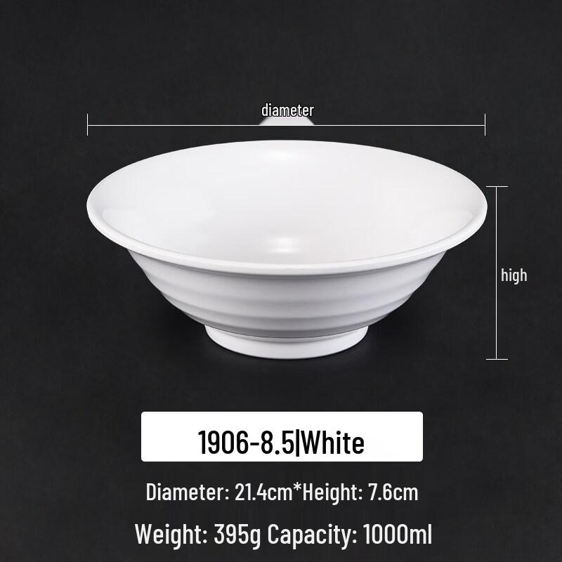 Elegant White Melamine Noodle Bowl