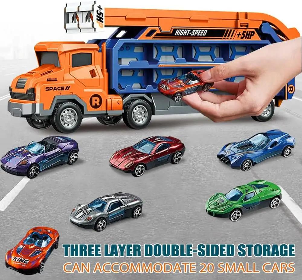 2in1 Large Rocket Rail Car Parking Cars Toy Car Track for Children Big Folding Truck Toy Vehicle Models for Boys Girls Kids