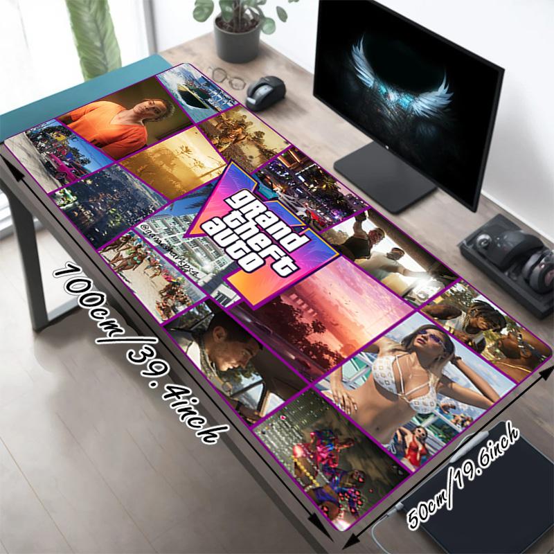 Gta V Xl Gaming Mouse Pad Nonslip Rubber Base Stitched Edge Waterproof Desk Mat For Pc Laptop Gamer Office Computer Accessories C92940