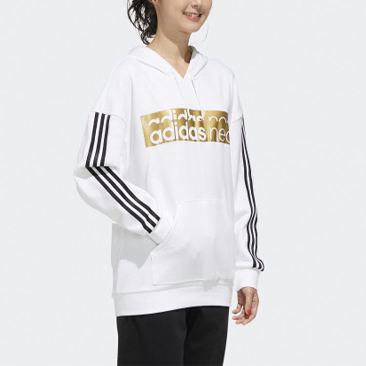 Adidas Neo Casual Sports Pullover Hoodie Women Tops White GH8212