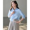 TERRE BLEUE Women's Seven-Sleeve Casual Shirt