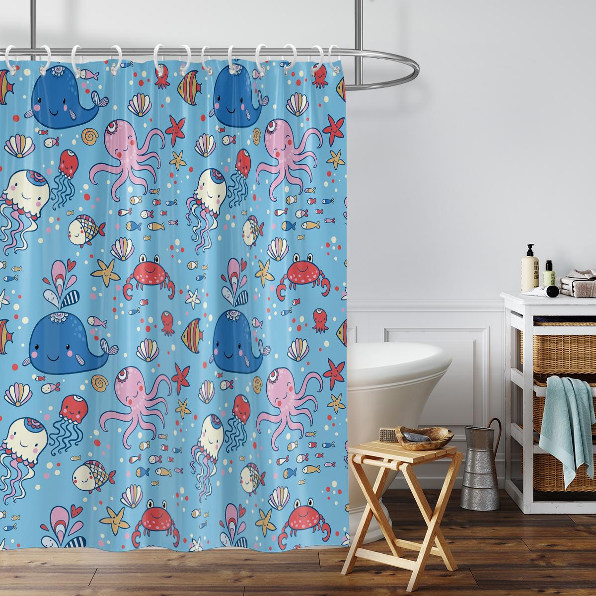 

1 шт. штора для душа с принтом в виде растений шалфея, водонепроницаемая и моющаяся, с 12 крючками, для ванной комнаты, душа, ванны, домашнего использования 180x180cm