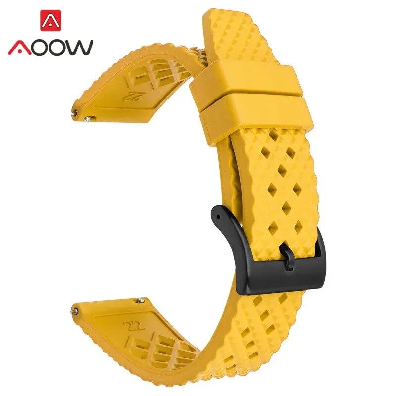 Fluorogumový řemínek FKM Pásek Rychloupínací Nerezová přezka Sportovní Vodotěsné Muži Ženy Vyměňte opasek k hodinkám 18/20/22/24 mm