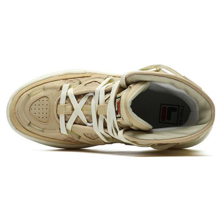 Lanvin X Fila Fabric Two-Layer Cowhide Fleece Casual Warm Wear-Resistant High-Top Sneakers Women Sneakers Wheat F12W144143FAB