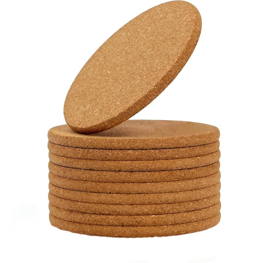 10pcs Natural Cork Coasters Round Wood Mats Durable Non Slip Tea Coffee Cup Drink Holder for Table Decoration DIY Home Supplies