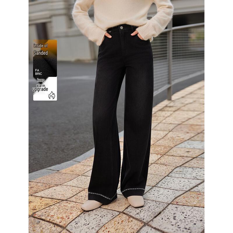 ELLE Women s Black Retro Loose Straight Leg Jeans XL