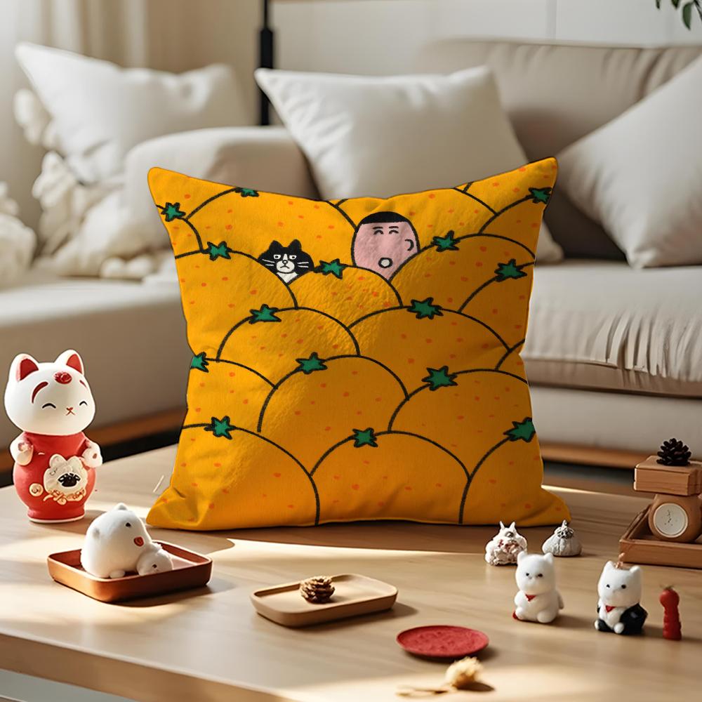 Gomatsu Cushion Cover Anti-dustmite Pillowcase Invisible Zipper Silky Short Plush Sofa Cushion Cover