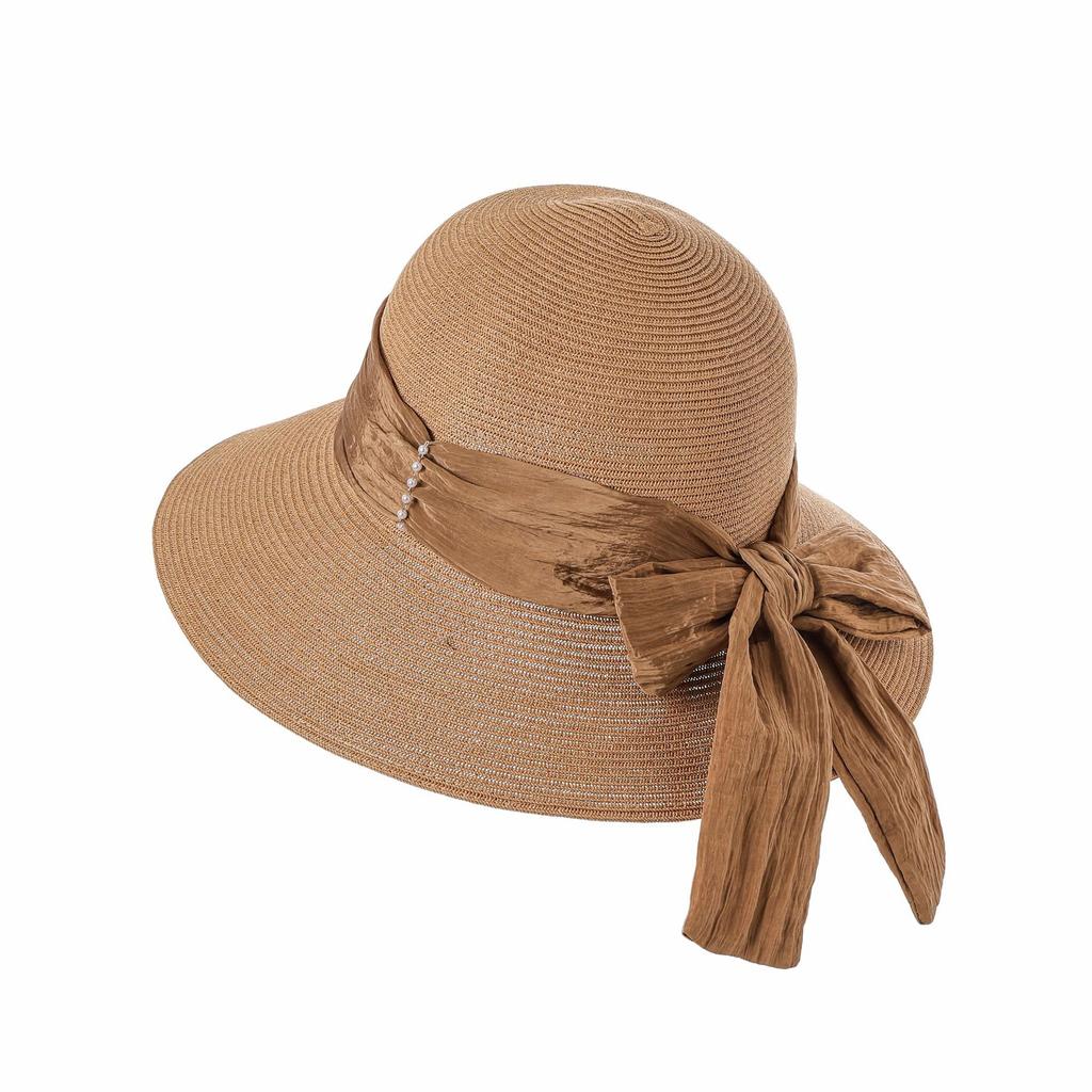 Hat Female Sunshade Sunscreen Raffia Straw Hat Outdoor Fashion Bow Streamer Bucket Hat