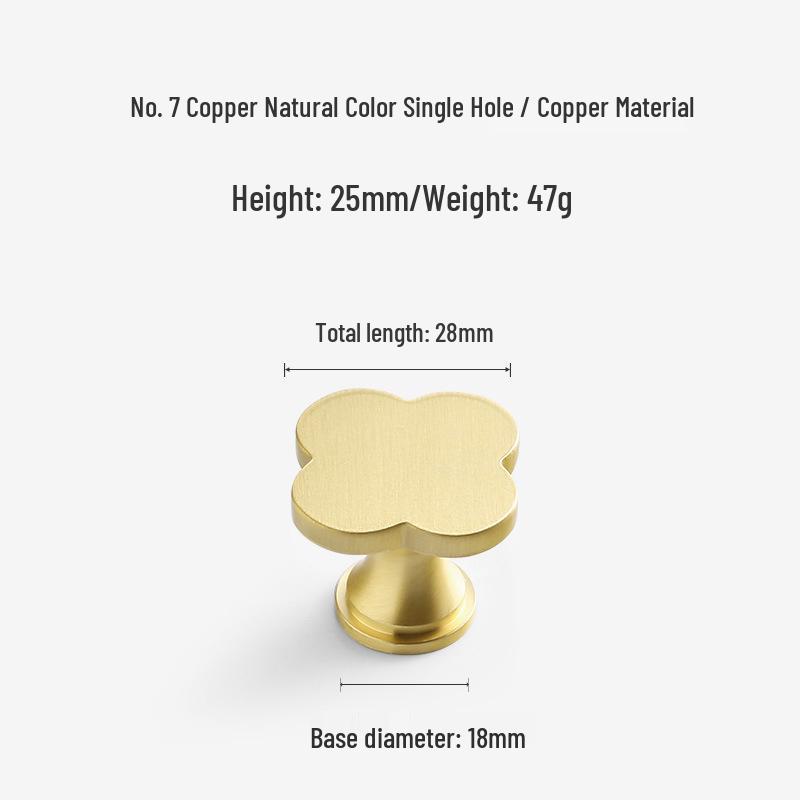 French Light Luxury Gold Brass Drawer Pull Handle