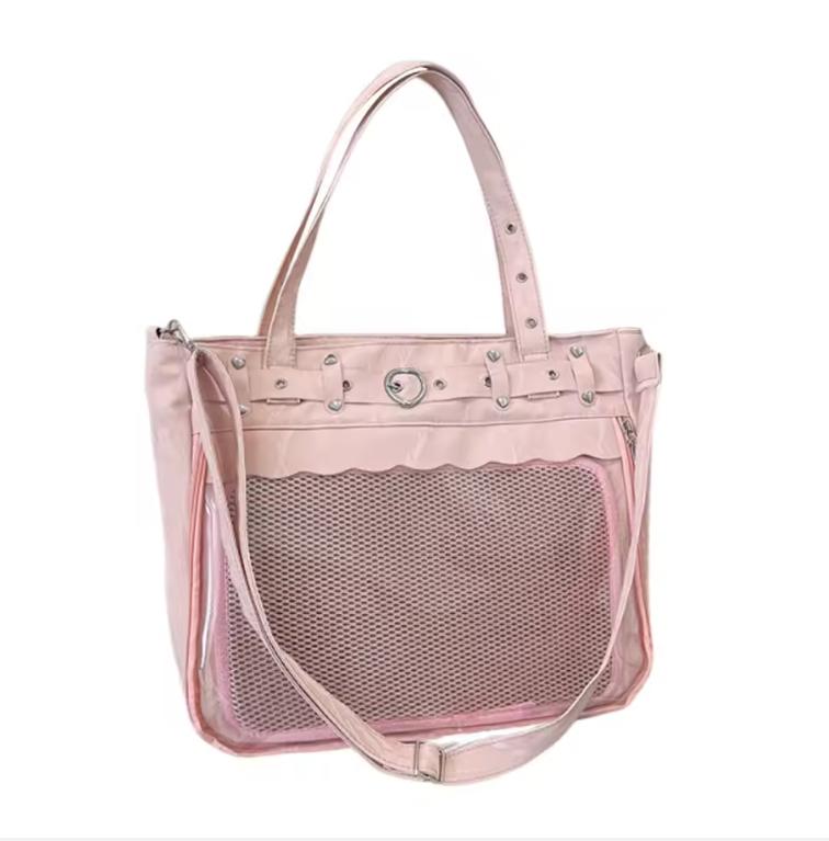 

Transparent Ita Bag Large Capacity Original Design JK Uniform Shoulder Bag Leisure Lightweight Solid Color Handheld Tote Bag