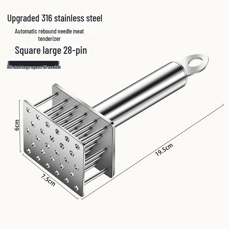 316 Stainless Steel Meat Tenderizer Needle and Hammer Tool for Softening and Skewering Meats