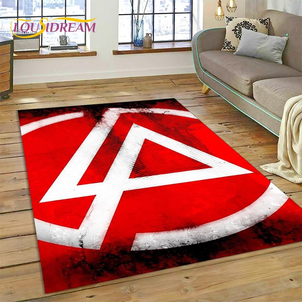 3D Ρετρό Ροκ Συγκρότημα 3D L-Linkin-Park Χαλί για Σαλόνι Υπνοδωμάτιο Διακόσμηση Σπιτιού, Αντιολισθητικό Πατάκι Διακόσμησης για Καναπέ Πατάκι Εισόδου