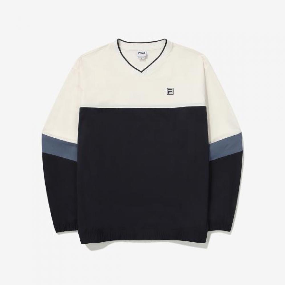 Fila Colorblock V Neck woVen Sweatshirt SANDWHITE/110