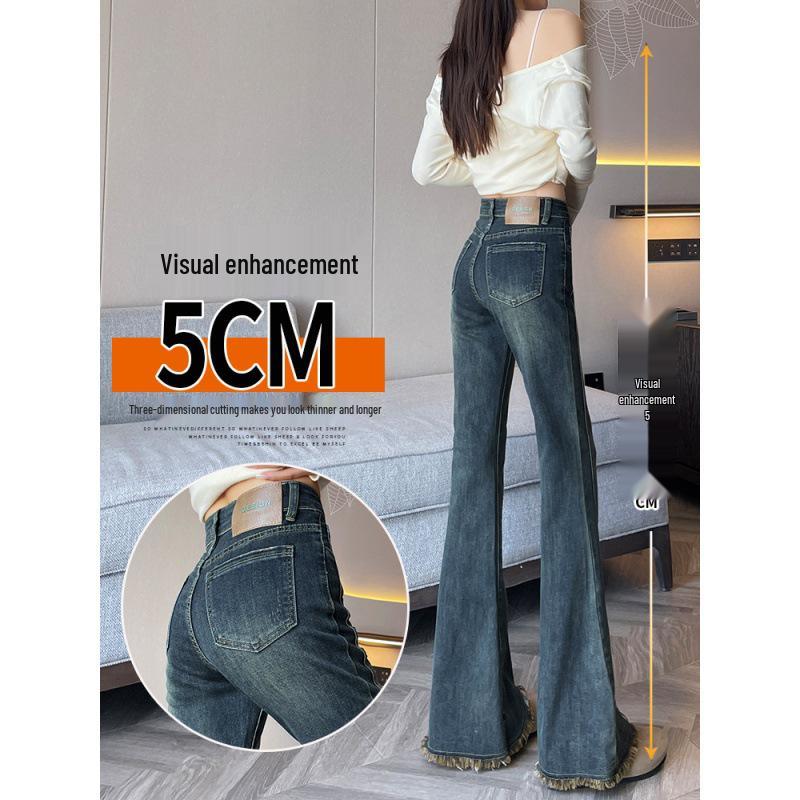 Plus Size High Waist Velvet Flare Jeans for Women - Autumn/Winter Loose Slimming Bell Bottom Wide Leg Pants