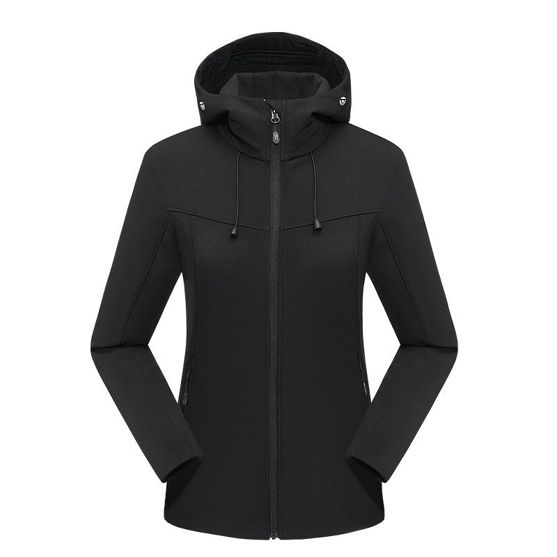Outdoor Soft Shell Jacket Men's Waterproof Women's Warm Soft Shell Jacket Women's Velvet Single-layer Windproof Autumn Jacket Trench Coat