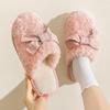 Women's Cozy Bowknot Cotton Slippers - Cute Couple Design, Soft Plush Sole for Autumn/Winter