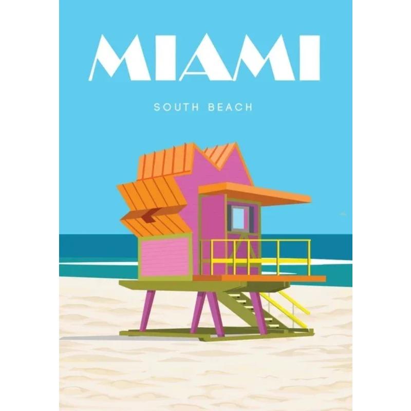 Vintage Travel Posters Canvas Print Miami Beach Illustrated Wall Art for Living Room Decor Europosters Collection Home Decor