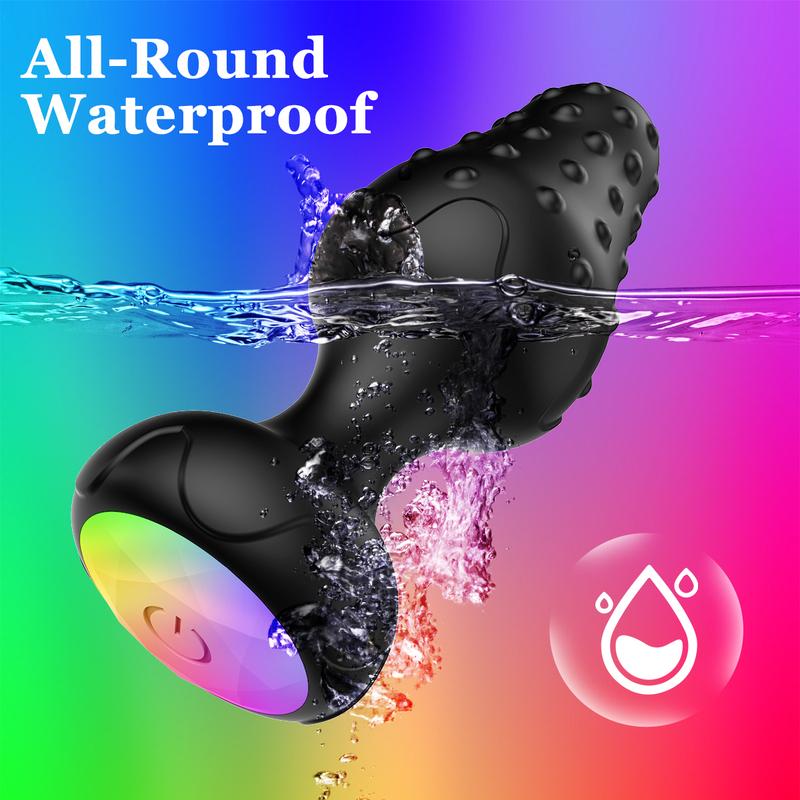 Color Light Emitting Anal Plug Adult Toy for Men Women Silicone Plug Vibrator with LED Remote Control Plug