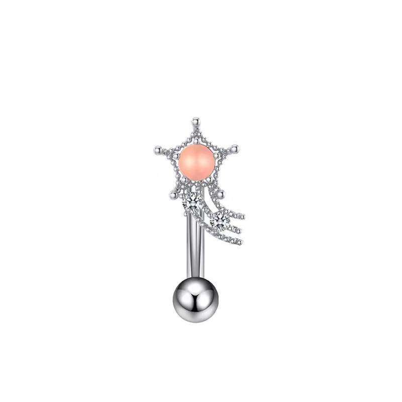 1pc Stainless Steel Zircon Eyebrow Nail Piercing Bent Pod Eyebrow Ring Cartilage Piercing Body Piercing Zircon