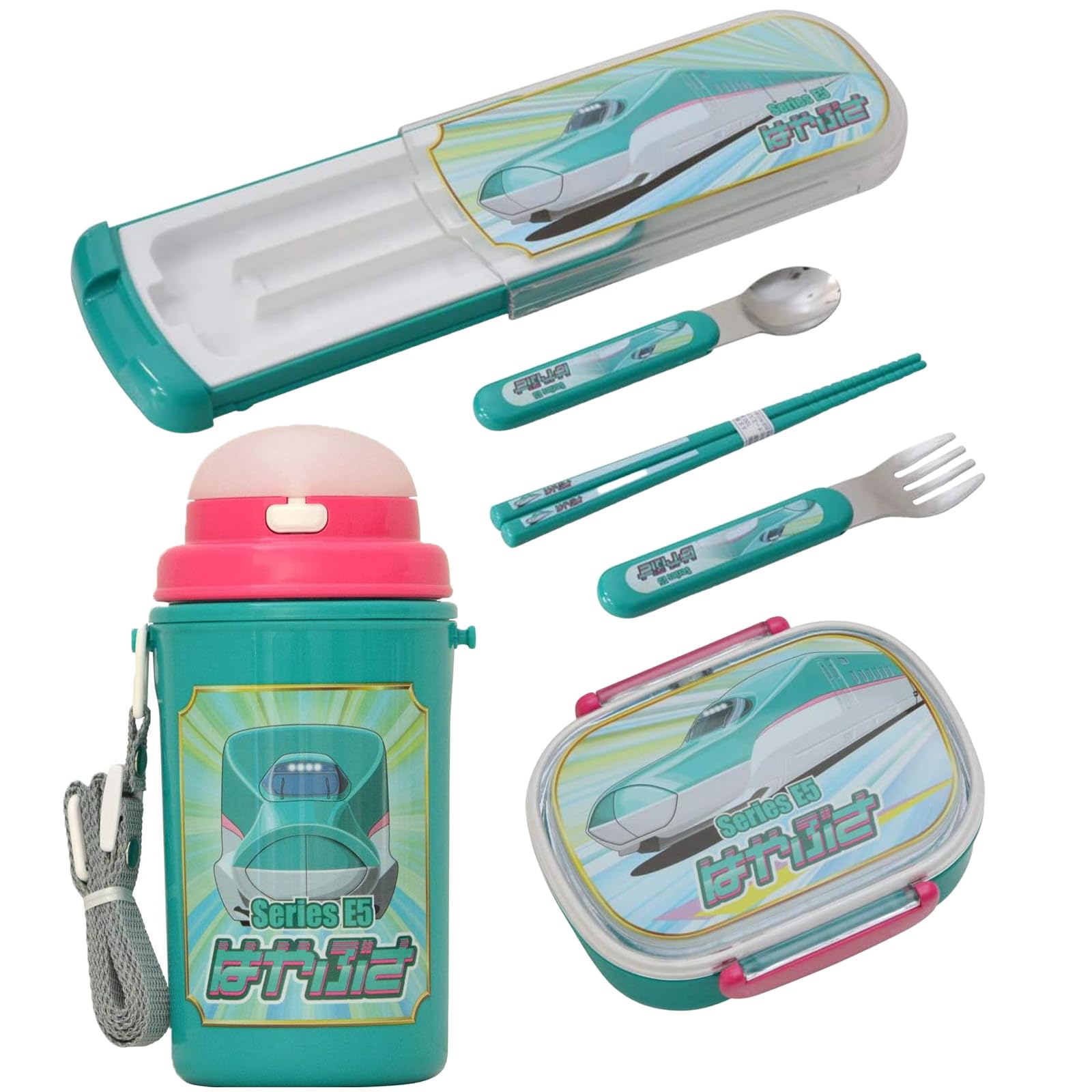 

Набор коробок для бэнто Синкансэн 360 мл с бутылкой с боковым замком Сделано в Японии 3 предмета (Хаябуса) (Разделенный/Безопасный для микроволновой печи) Легко открывающийся (Ланч 360 мл/Палочки для еды,