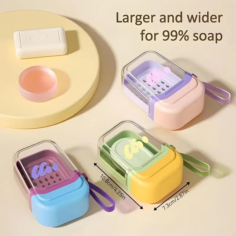 Portable Soap Box Travel Mini Soap Box Sealed Drain with Lid Soap Box Transparent Light Luxury High-end