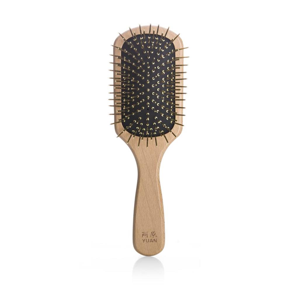 Paddle Golden 24K Scalp Beautiful Shiny Ahara/YUAN Brush, Comb, Plated, Comb, Luxury, Hair,