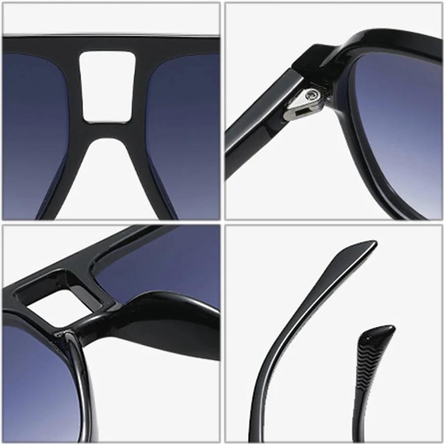 New Retro Men Pilot Sunglasses Fashion Square Double Bridges Oversized Frame Shades Uv400 Women Trending Sun Glasses